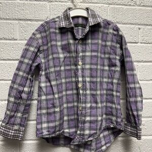 Etro Purple and Gray Casual Button Down Shirt 4Y